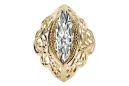 Ring Vintage craft Zircon 14K Yellow gold vrc017y